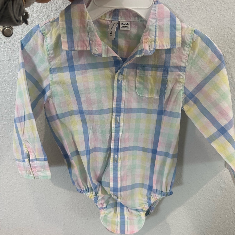 Janie and Jack Pastel Plaid Button Down Shirt